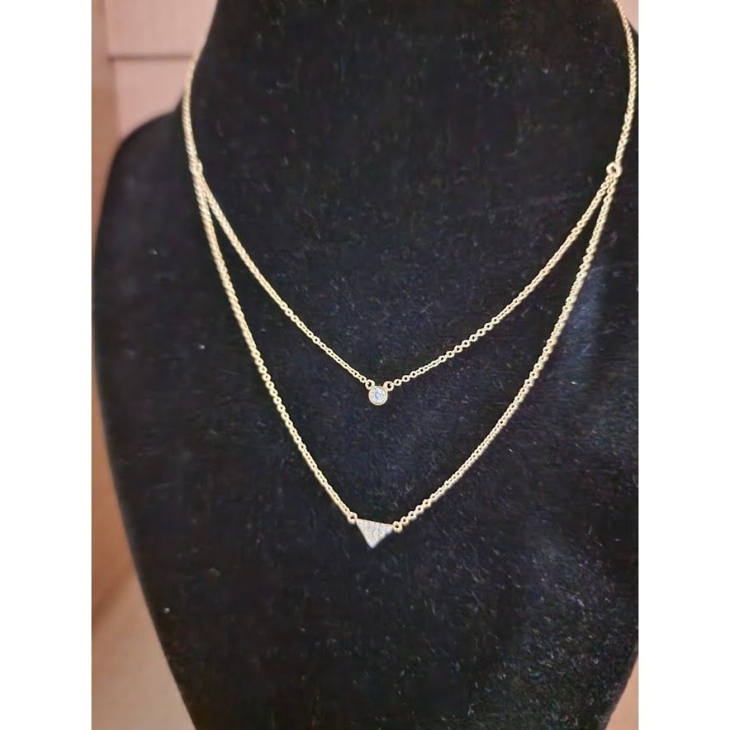 Christian Siriano Double Layered White Triangle And Circle Stone Pendant